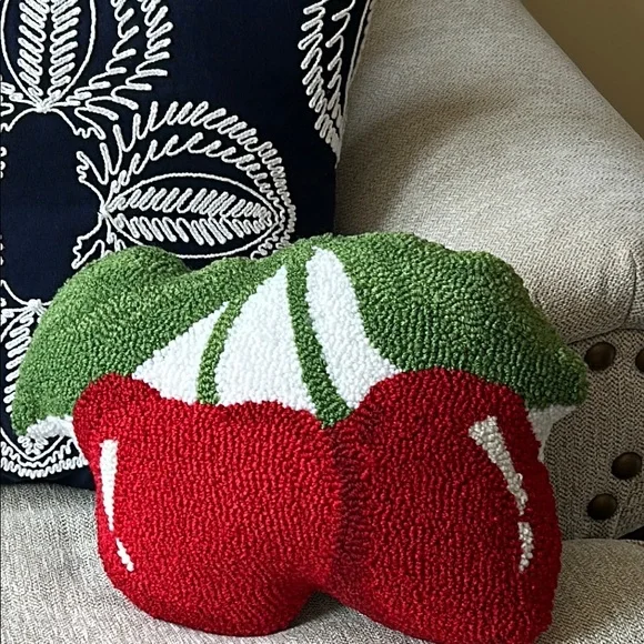 NEW! Vintage Inspired Large Cherry Accent Throw Pillow - Picture 6 of 7